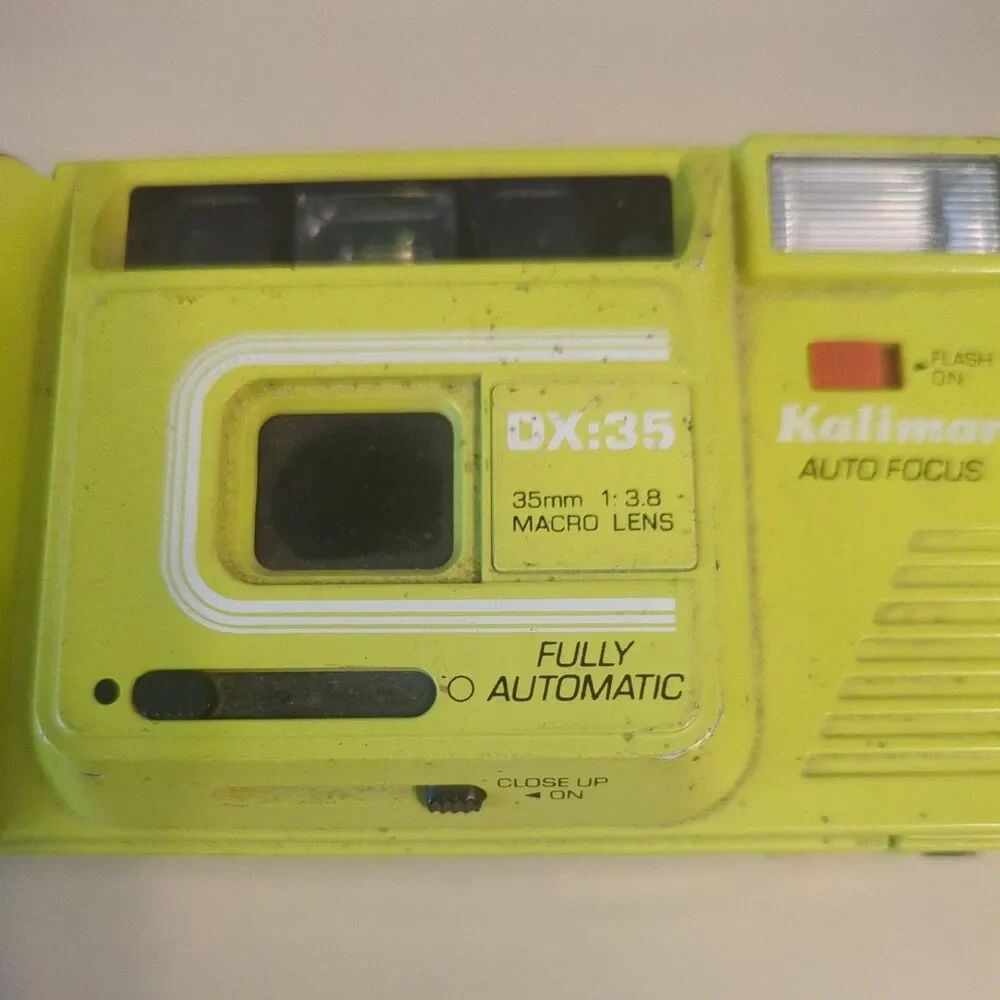 Vintage VTG Kalimar DX:35 Yellow 35mm Auto Focus Camera-circa 1985 Not Tested